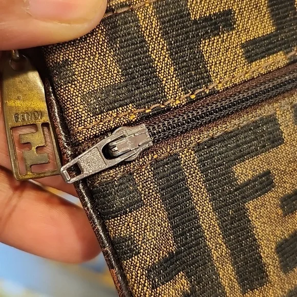 Fendi Zucca Card Holder Coin Pouch Zip Wallet Canvas Vintage - Picture 9 of 13